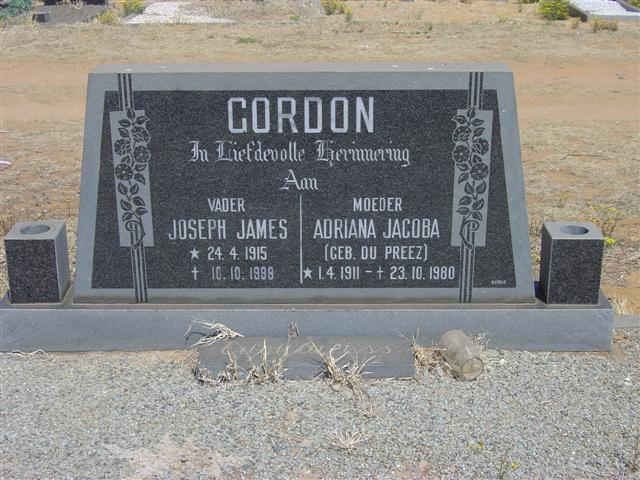 GORDON Joseph James 1915-1998 &amp; Adriana Jacoba DU PREEZ 1911-1980