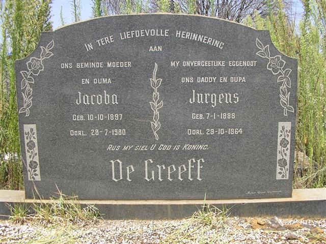 GREEFF Jurgens, de 1886-1964 &amp; Jacoba 1897-1980
