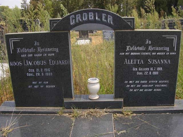 GROBLER Jacobus Eduard 1916-1989 &amp; Aletta Susanna CILLIERS 1919-1980