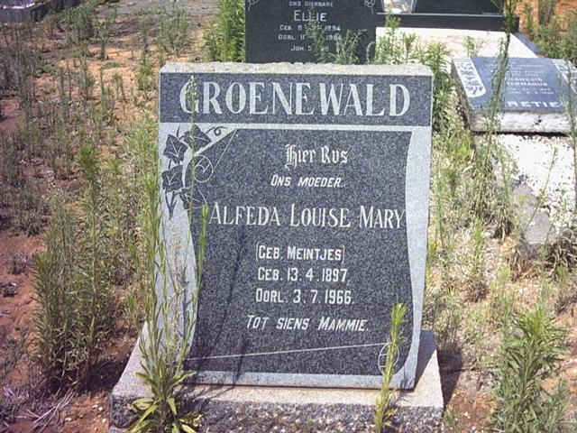 GROENEWALD Alfeda Louise Mary nee MEINTJES 1897-1966