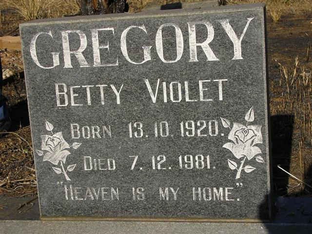 GREGORY Betty Violet 1920-1981
