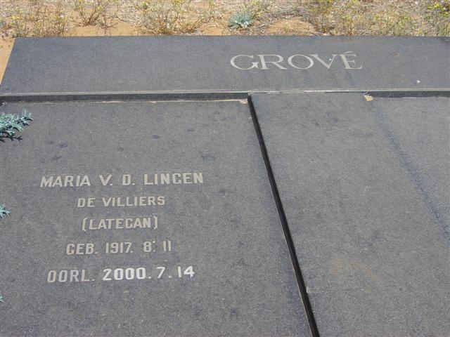 GROVÉ Maria v.d. Lingen de Villiers nee LATEGAN 1917-2000