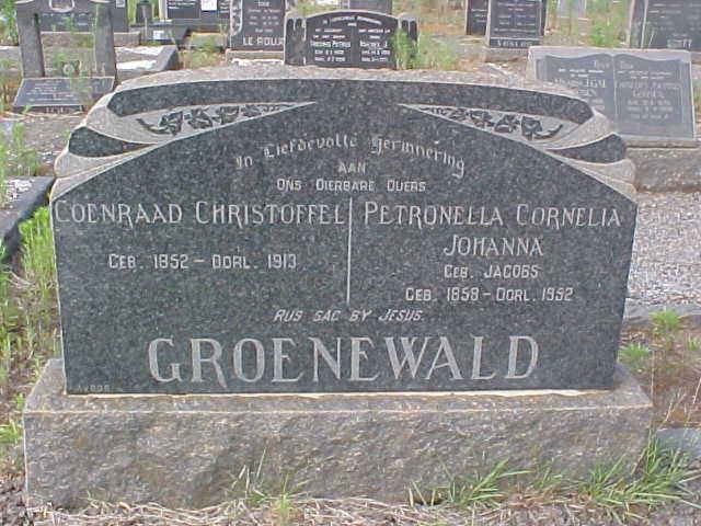 GROENEWALD Coenraad Christoffel 1852-1913 Petronella Cornelia Johanna JACOBS 1858-1952
