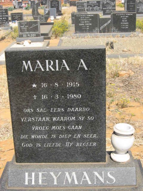HEYMANS Maria A. 1915-1980