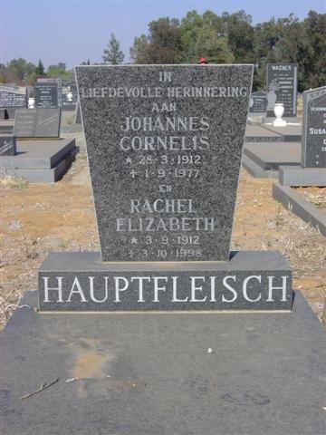 HAUPTFLEISCH Johannes Cornelis 1912-1977 &amp; Rachel Elizabeth 1912-1998