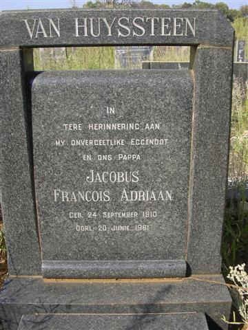 HUYSTEEN Jacobus Francois Adriaan, van 1910-1961