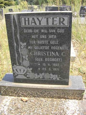 HAYTER Christina C. nee BOSHOFF 1907-1971
