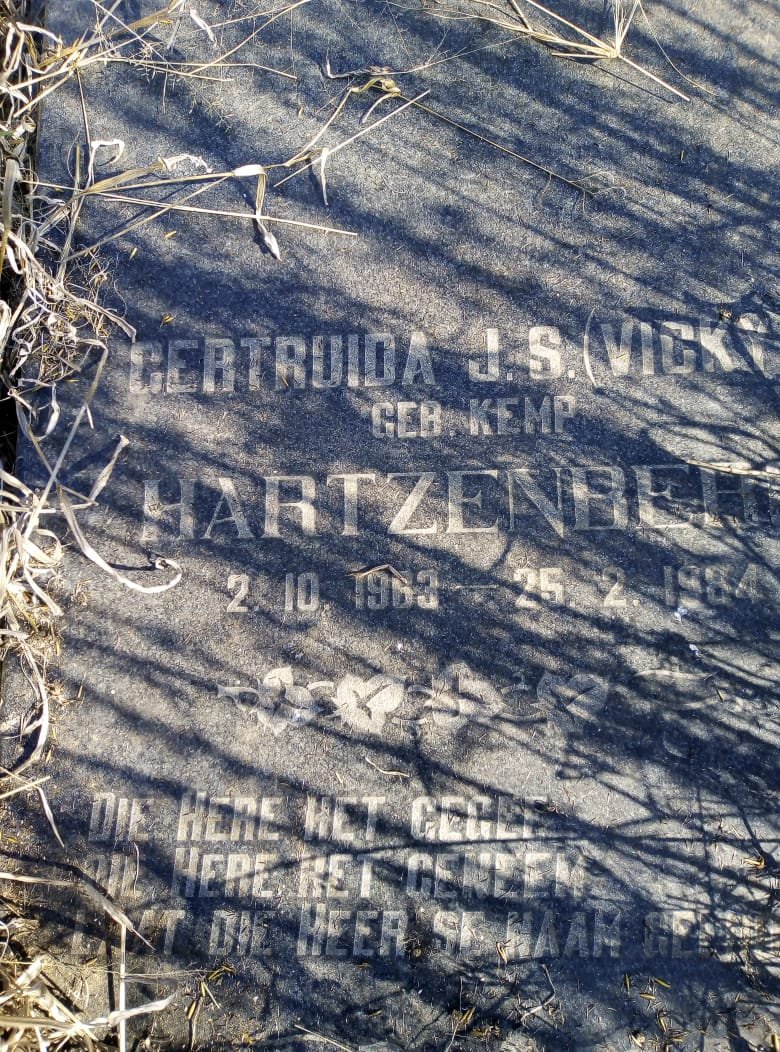 HARTZENBERG Gertruida J.S. nee KEMP 1963-1984