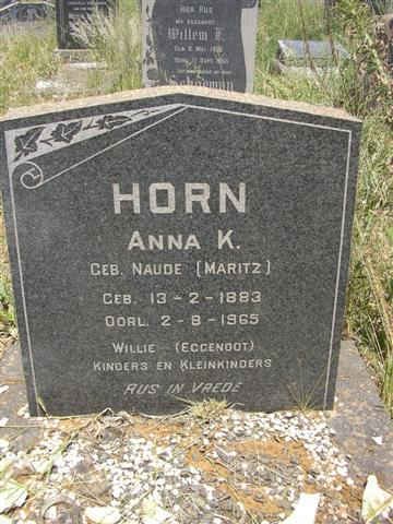 HORN Anna K. nee MARITZ 1883-1965