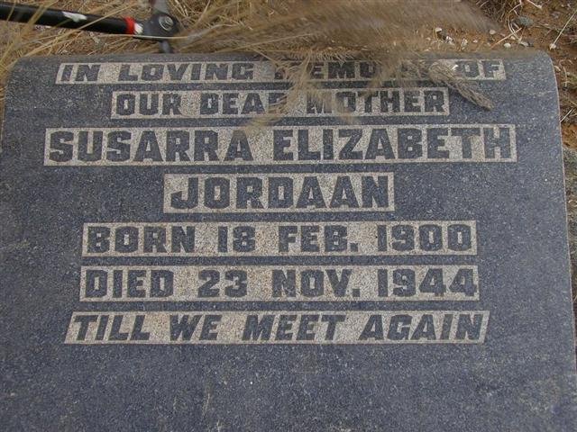 JORDAAN Susarra Elizabeth 1900-1944