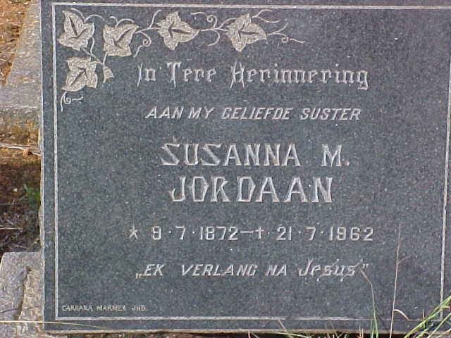 JORDAAN Susanna M. 1872-1962