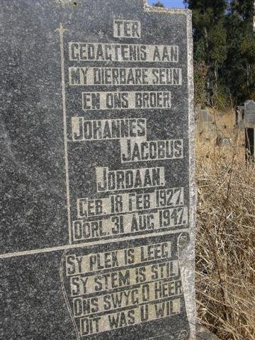 JORDAAN Johannes Jacobus 1927-1947