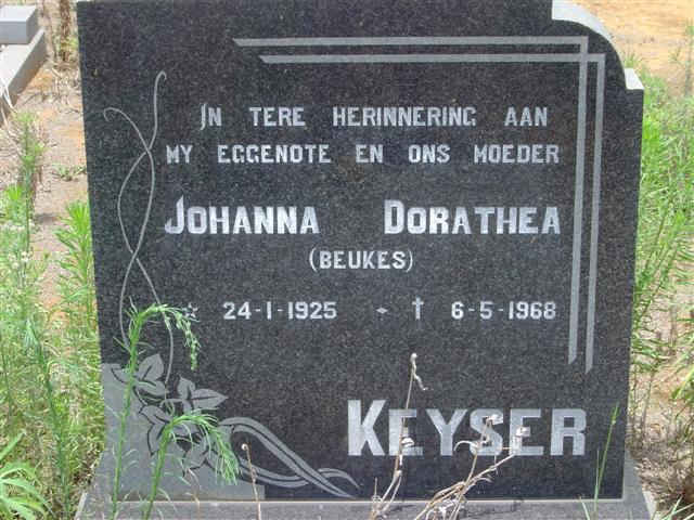 KEYSER Johanna Dorothea nee BEUKES 1925-1968