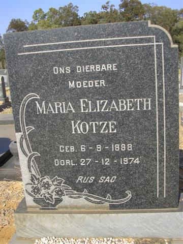 KOTZE Maria Elizabeth 1888-1974