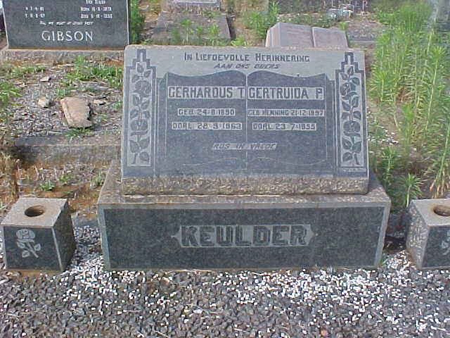 KEULDER Gerhardus T. 1890-1963 &amp; Gertruida P. 1897-1955