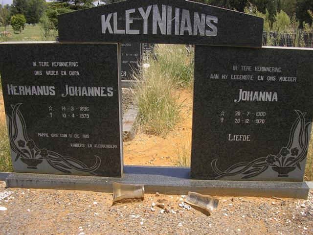 KLEYNHANS Hermanus Johannes 1895-1979 &amp; Johanna 1900-1970