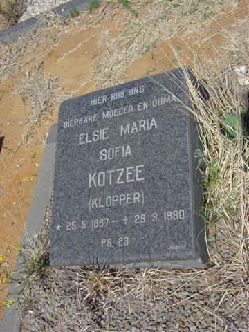 KOTZEE Elsie Maria Sofia nee KLOPPER 1887-1980