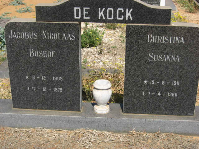 KOCK Jacobus Nicolaas Boshof 1909-1979 &amp; Christina Susanna 1911-1980