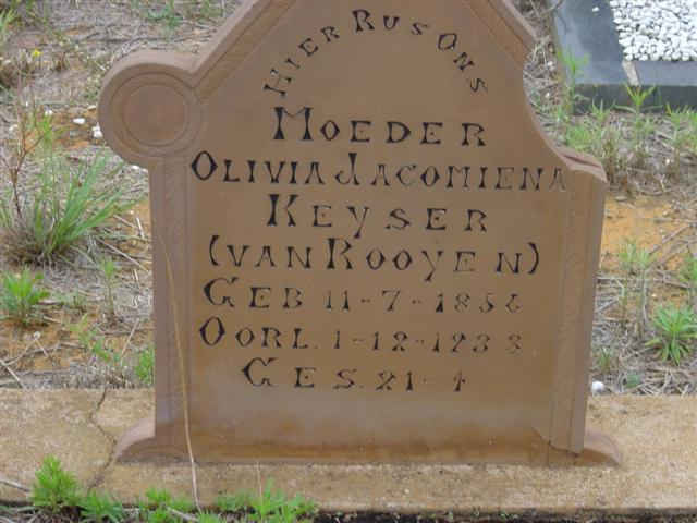 KEYSER Olivia Jacomiena nee VAN ROOYEN 185?-1933