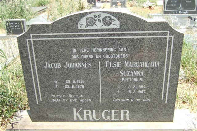 KRUGER Jacob Johannes 1881-1976 &amp; Elsie Margaretha Suzanna PRETORIUS 1894-1957