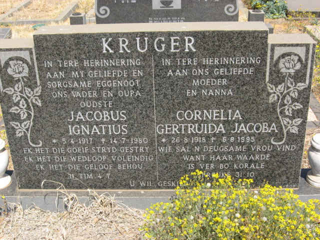 KRÜGER Jacobus Ignatius 1917-1980 &amp; Cornelia Gertruida Jacoba 1918-1995