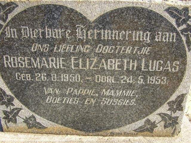 LUCAS Rosemaria Elizabeth 1952-1953