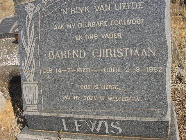 LEWIS Barend Christiaan 1879-1952