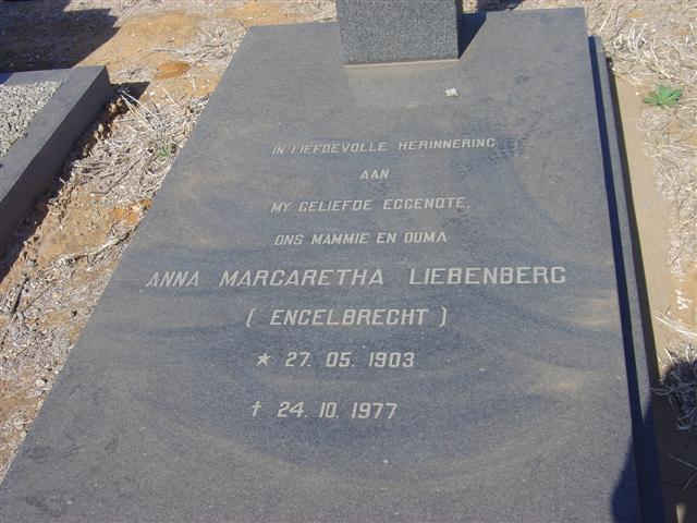 LIEBENBERG Anna Margaretha nee ENGELBREGHT 1903-1977