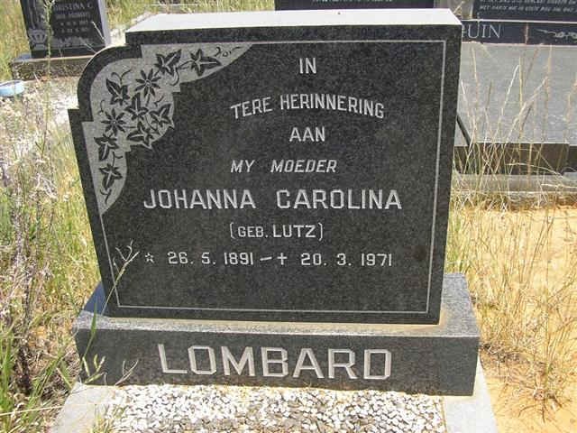 LOMBARD Johanna Carolina nee LUTZ 1891-1971