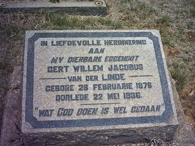 LINDE Gert Willem Jacobus, van der 1876-1936