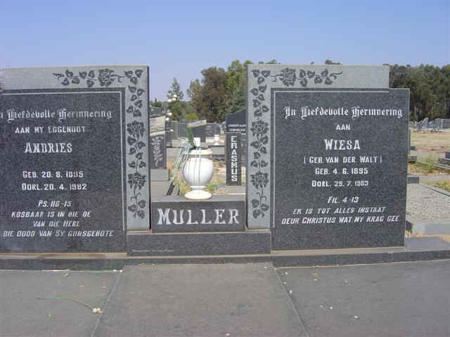 MULLER Andries 1895-1982 &amp; Wiesa VAN DER WALT 1895-1983