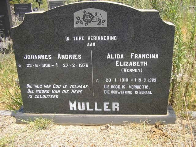 MULLER Johannes Andries 1906-1976 &amp; Alida Francina Elizabeth VERWEY 1910-1989