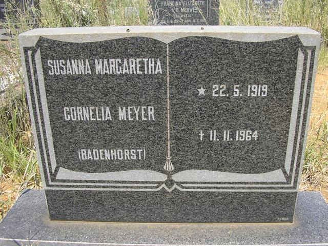 MEYER Susanna Margaretha Cornelia nee BADENHORST 1919-1964