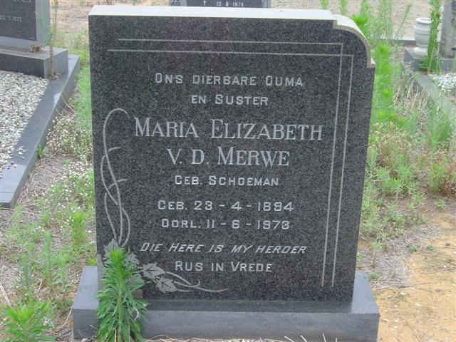 MERWE Maria Elizabeth, v.d. nee SCHOEMAN 1894-1973