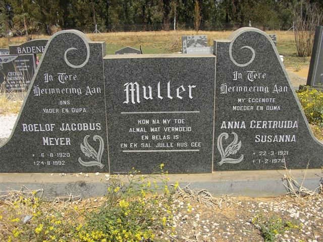MULLER Roelof Jacobus Meyer 1920-1992 &amp; Anna Gertruida Susanna 1921-1976
