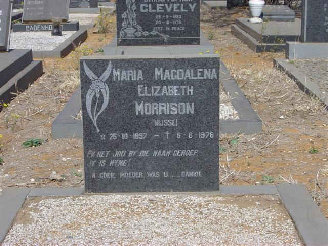 MORRISON Maria Magdalena Elizabeth nee NIJSSIE 1897-1978