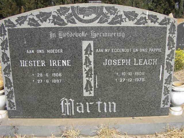 MARTIN Joseph Leach 1908-1975 7 Hester Irene 1906-1987