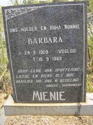 MIENIE Barbara nee VOSLOO 1909-1969