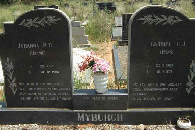 MYBURGH Gabriel C.J. 1906-1976 &amp; Johanna P.D. 1911-1986