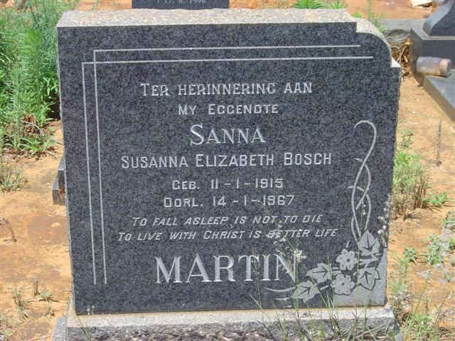 MARTIN Susanna Elizabeth nee BOSCH 1915-1967