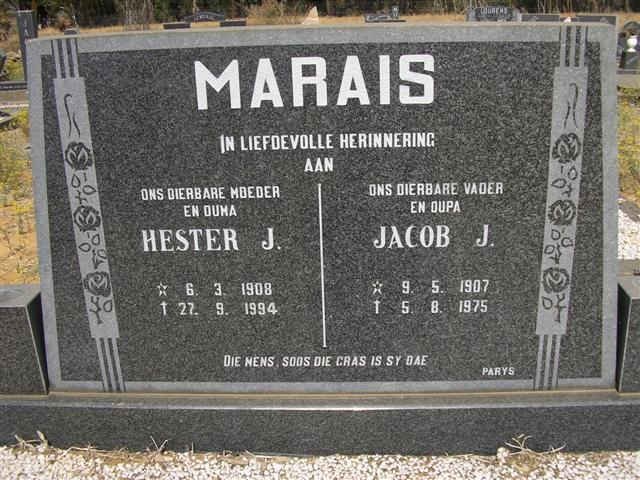 MARAIS Jacob J. 1907-1975 &amp; Hester J. 1908-1994