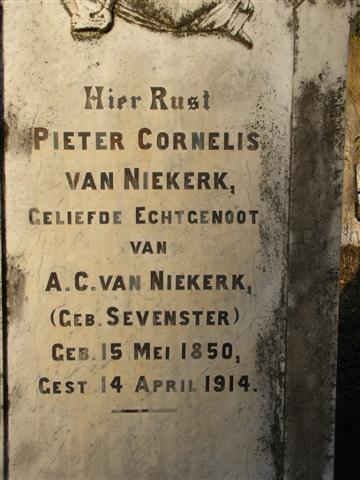 NIEKERK Pieter Cornelis, van 1850-1914