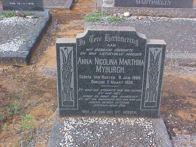 MYBURGH Anna Nicolina Marthina nee VAN ROOYEN 1886-1955