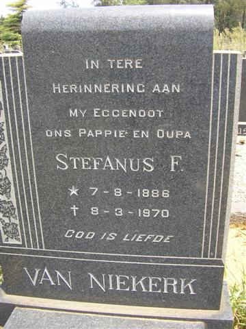 NIEKERK Stefanus F., van 1886-1970