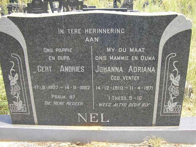NEL Gert Andries 1907-1982 &amp; Johanna Adriana VENTER 1910-1971
