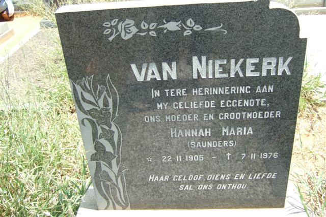 NIEKERK Hannah Maria, van nee SAUNDERS 1905-1976