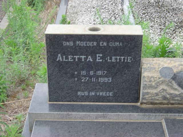 NIEKERK Aletta E., van 1917-1993