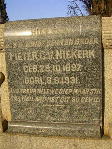 NIEKERK Pieter C., van 1897-1931