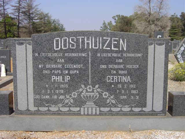 OOSTHUIZEN Philip 1905-1978 &amp; Gertina 1912-1983