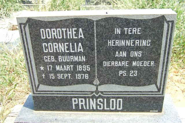 PRINSLOO Dorothea Cornelia nee BUURMAN 1895-1976